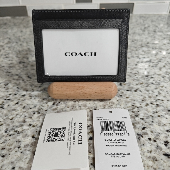 Coach Slim Id Card Case In Signature Camo Print Black - Picture 7 of 7